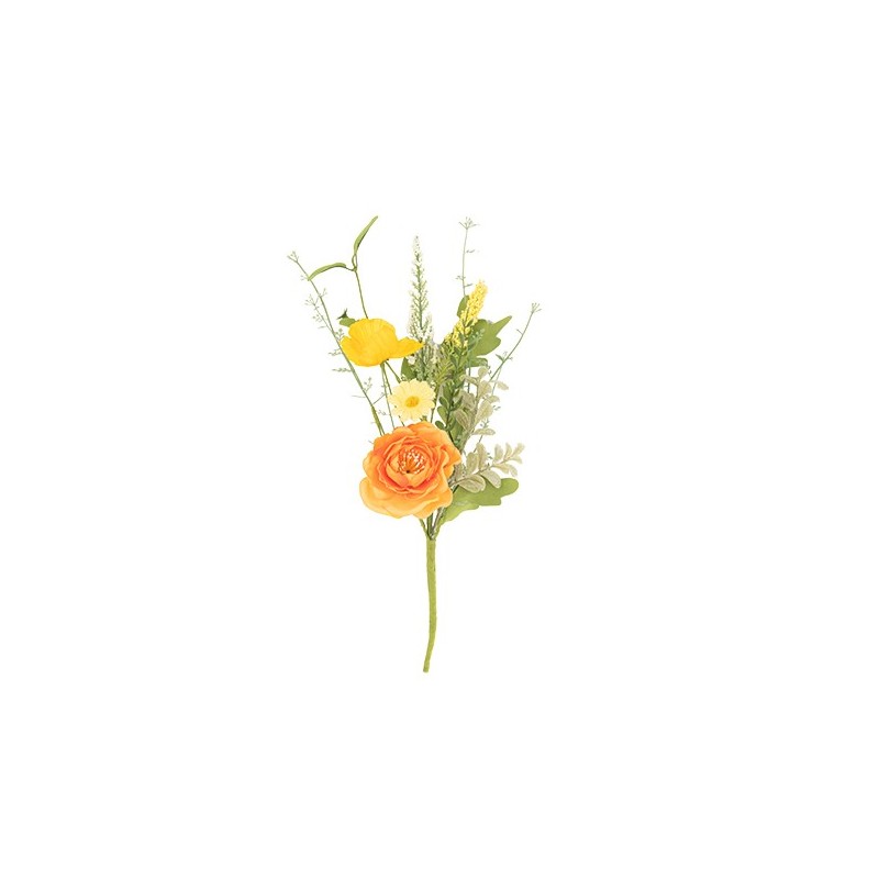 BOUQUET BRANCHE PEACHY CORAIL, ORCRE ET VERT 40 CM 