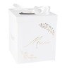 URNE MERCI COMMUNION CARTON BLANC ET OR RUBAN SATIN 21 X 21 X 25 CM 