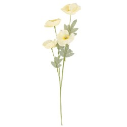 BRANCHE DE COQUELICOTS CREME ET VERT 52 X 15 CM