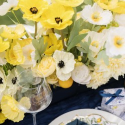 BRANCHE DE COQUELICOTS JAUNE ET VERT 52 X 15 CM