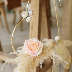 BOUQUET DE 6 ROSES MOUSSE BLUSH ET ROSE 9 X 25 CM 