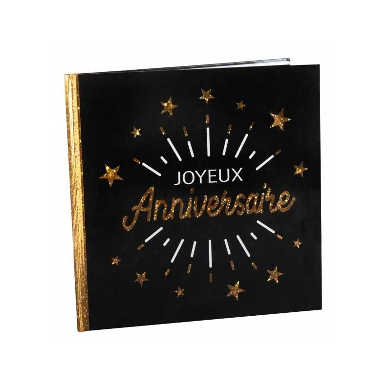 LIVRE D'OR NOIR JOYEUX ANNIVERSAIRE NOIR ET OR 