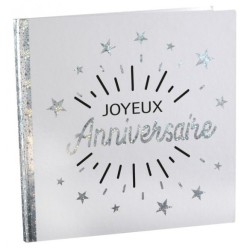 LIVRE D'OR BLANC JOYEUX ANNIVERSAIRE ARGENT ET NOIR