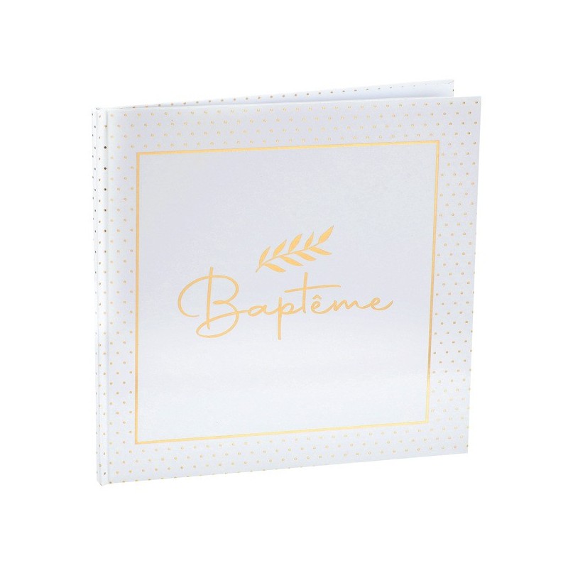 LIVRE D'OR BLANC BAPTEME OR 24 X 24 CM LIVRE D'OR BLANC BAPTEME OR 24 X 24 CM