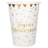 10 GOBELETS BLANC JOYEUX ANNIVERSAIRE  OR 10 GOBELETS BLANC JOYEUX ANNIVERSAIRE  OR