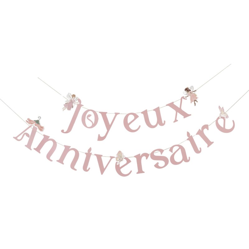 GUIRLANDE JOYEUX ANNIVERSAIRE FAIRY WORLD 200 CM  GUIRLANDE JOYEUX ANNIVERSAIRE FAIRY WORLD 200 CM