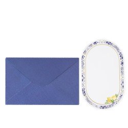 10 INVITATIONS CARTES DE VOEUX DOLCE VITA BLEU ROI, BLANC ET OR + ENVELOPPES 