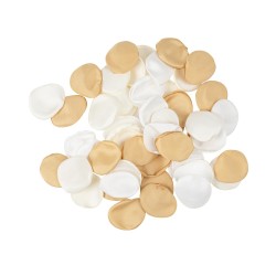 60 PETALES SATIN IVOIRE, BLANC ET OR 3.5CM