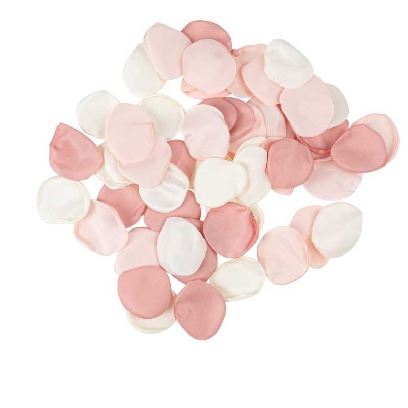 60 PETALES SATIN IVOIRE, ROSE ET VIEUX ROSE 3.5CM