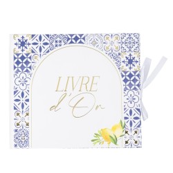 LIVRE D'OR DOLCE VITA BLEU ROI, BLANC ET OR