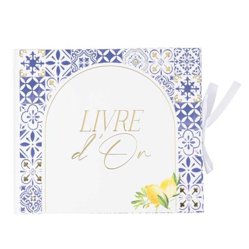 LIVRE D'OR DOLCE VITA BLEU ROI, BLANC ET OR 