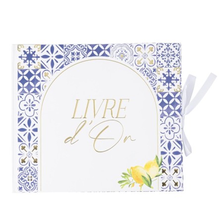 LIVRE D'OR DOLCE VITA BLEU ROI, BLANC ET OR 