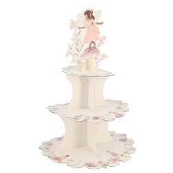 PRESENTOIR FAIRY WORLD CARTON ROSE PASTEL 3 ETAGES 44 CM