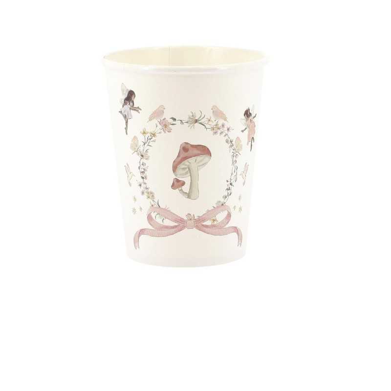 8 GOBELETS FAIRY (FEE) WORLD BLANC ET ROSE PASTEL 255 ML 