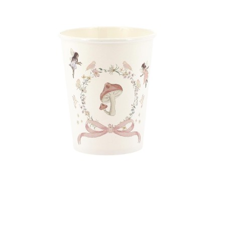 8 GOBELETS FAIRY (FEE) WORLD  BLANC ET ROSE PASTEL 255 ML 