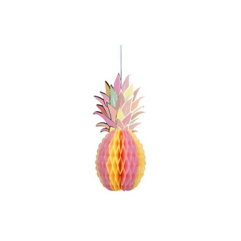 DECORATION ANANAS ROSE ET JAUNE 30 CM 