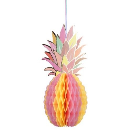 DECORATION ANANAS ROSE ET JAUNE 30 CM 