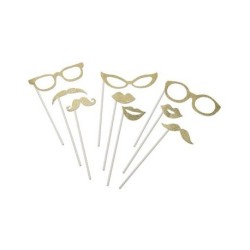 KIT PHOTOBOOTH DOREE 9 PIECES