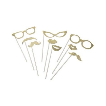 KIT PHOTOBOOTH DOREE 9 PIECES 