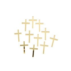 10 DECORATION CROIX EN PLEXI OR 3 X 2 CM 