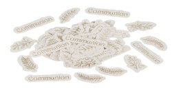 100 CONFETTIS COMMUNION EFFET LIN BEIGE ET OR 3.5 CM A 5 CM 