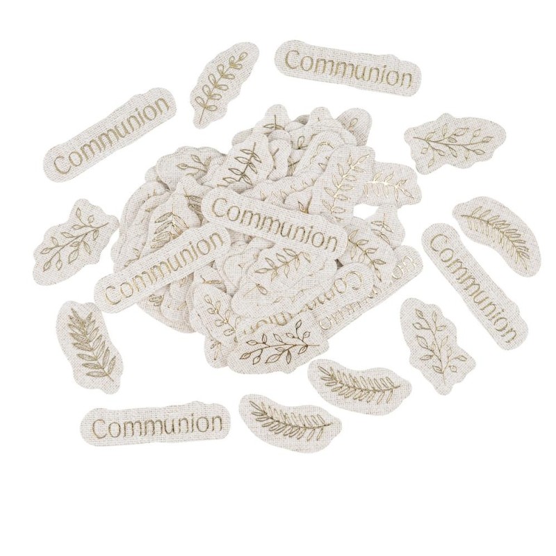 100 CONFETTIS COMMUNION EFFET LIN BEIGE ET OR  3.5 CM  A 5 CM  100 CONFETTIS COMMUNION EFFET LIN BEIGE ET OR  3.5 CM  A 5 CM