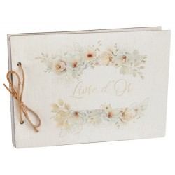 LIVRE D'OR TENDRESSE FLEURS PASTELS EN BOIS