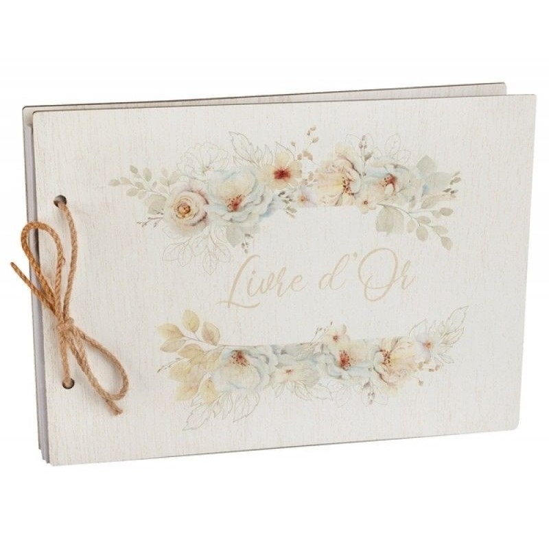 LIVRE D'OR TENDRESSE FLEURS PASTELS EN BOIS LIVRE D'OR TENDRESSE FLEURS PASTELS EN BOIS