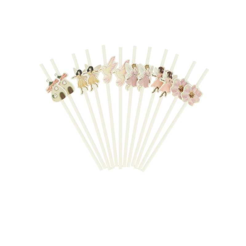 12 PAILLES FAIRY (FEE) WORLD BLANC ET ROSE PASTEL