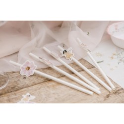 12 PAILLES FAIRY (FEE) WORLD  BLANC ET ROSE PASTEL