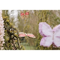 PAPILLON SUR PINCE CHOCO ET JAUNE 18 CM 