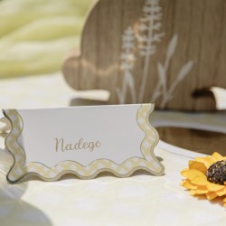 8 MARQUES-PLACES VICHY JAUNE, ROSE, LILAS, VERT ET OR COULEURS ASSORTIS 