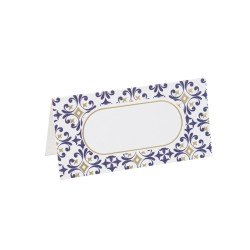 10 MARQUES-PLACE DOLCE VITA BLEU ROI, BLANC ET OR  8 X 4 CM 