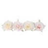 4 ROSES TISSU BLANC ET ROSE 12.5 CM 