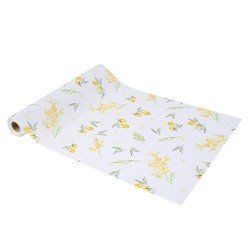 CHEMIN DE TABLE MIMOSA CITRONS E FEUILLAGES 28 CM X 5 M 