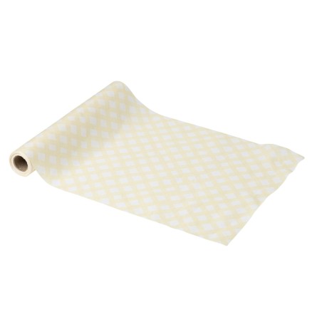 CHEMIN DE TABLE VICHY JAUNE ET BLANC 28 CM X 5 M