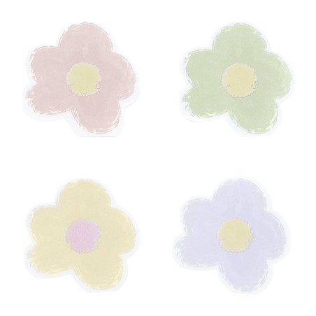 20 SERVIETTES COCKTAIL FLEURS 4 COLORIS ASSORTIS 26 X 26 CM 3  PLIS 