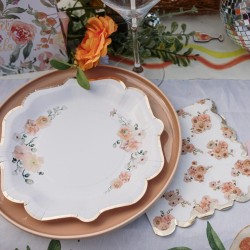 16 SERVIETTES PEACHY ROSE, PECHE ET OR 33 X 33 CM 3 PLIS 