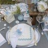 16 SERVIETTES PETITS COEURS BLEU ORAGE, BLANC ET OR 33 X 33 CM 3 PLIS 