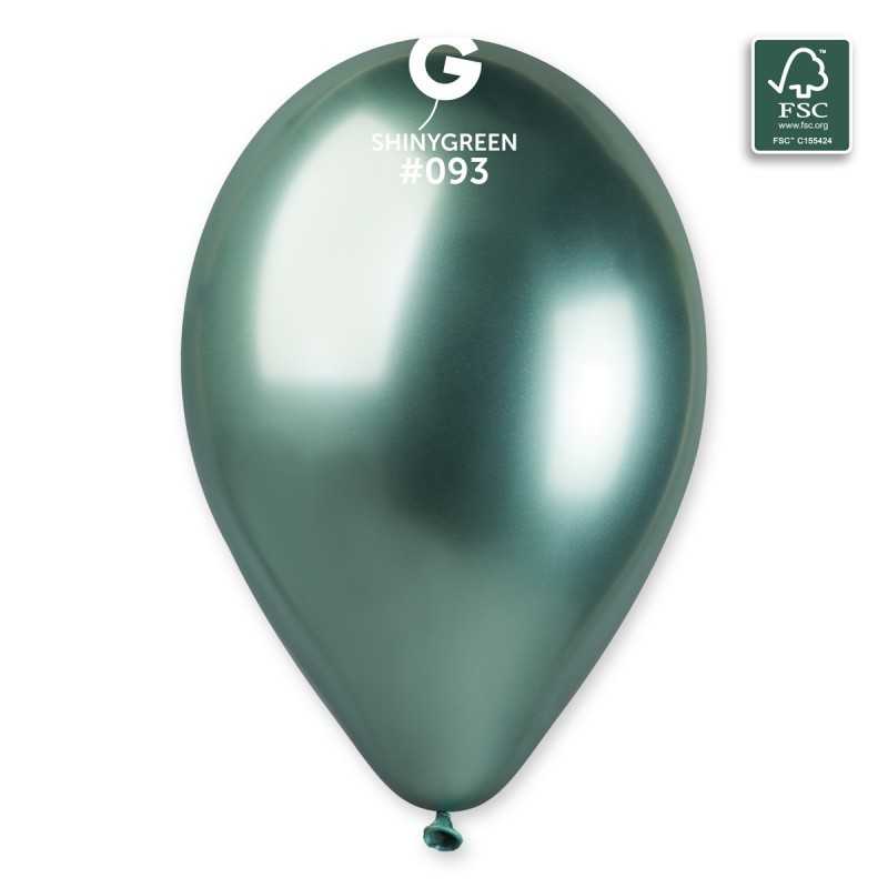 5 BALLONS BIO LATEX COULEUR SHINY GREEN OU VERT 33 CM 