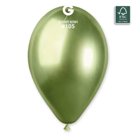 5 BALLONS BIO LATEX  COULEUR SHINY GREEN OU VERT KIWI 33 CM 