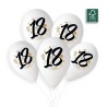 5 BALLONS BIO LATEX  COULEUR BLANC IMPRESSION 18 NOIR OR ARGENT  33 CM  5 BALLONS BIO LATEX  COULEUR BLANC IMPRESSION 18 NOIR OR ARGENT  33 CM