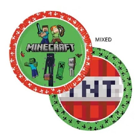 8 ASSIETTES MINECRAFT TNT 23 CM 