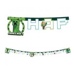 BANDEROLE MINECRAFT CAMOUFLAGE HAPPY BIRTHDAY 2 METRES