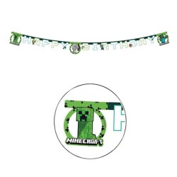 BANDEROLE MINECRAFT CAMOUFLAGE HAPPY BIRTHDAY 2 METRES