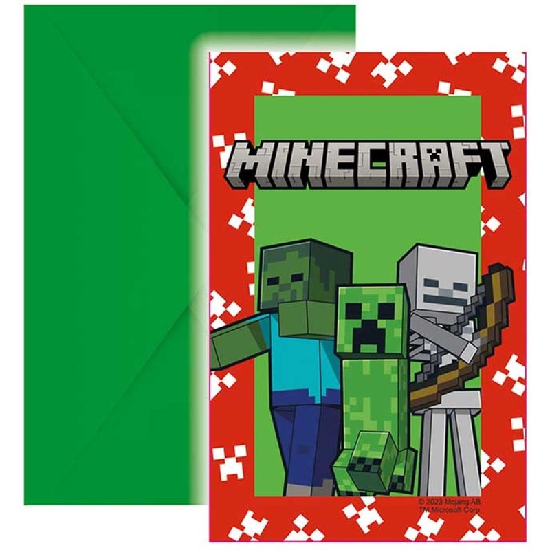 6 INVITATIONS MINECRAFT JEU VIDEO CAMOUFLAGE 6 INVITATIONS MINECRAFT JEU VIDEO CAMOUFLAGE