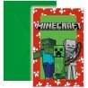 6 INVITATIONS MINECRAFT JEU VIDEO CAMOUFLAGE