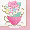 16 SERVIETTES EN PAPIER TASSE ET FLEURS FLORAL TEA PARTY 33 X 33 CM 16 SERVIETTES EN PAPIER TASSE ET FLEURS FLORAL TEA PARTY 33 X 33 CM