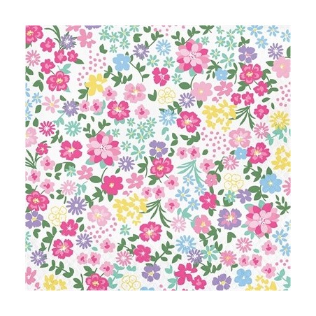 16 SERVIETTES EN PAPIER FLEURS ANGLAISES FLORAL TEA PARTY 33 X 33 CM