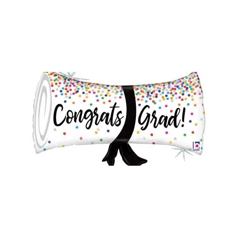 BALLON METALLIQUE DIPLOME CONGRATS GRAD ! 79 CM